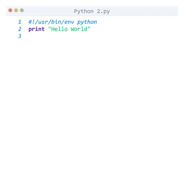 Python Language Hello World Program Sample Editor Window — Stock Vector