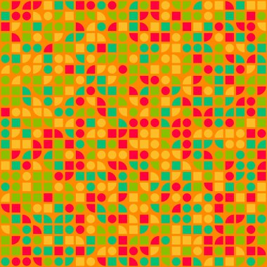 Soyut renk geometrik mozaik desen üretken hesaplama sanatı çizimi, fayans rengi parçalarının taklidi