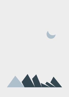 Geometrik Dağlar siluet manzara çizimi