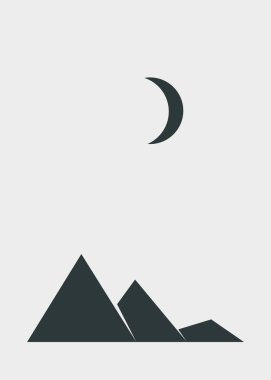 Geometrik Dağlar siluet manzara çizimi