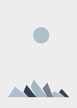 Geometrik Dağlar manzarası, sanat afişi çizimi