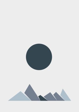 Geometrik Dağlar manzarası, sanat afişi çizimi