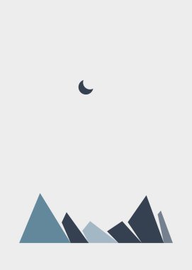 Geometrik Dağlar siluet manzara çizimi