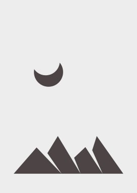 Geometrik Dağlar siluet manzara çizimi