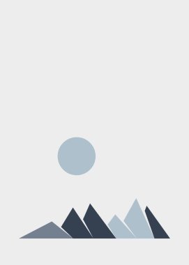 Geometrik Dağlar manzarası, sanat afişi çizimi