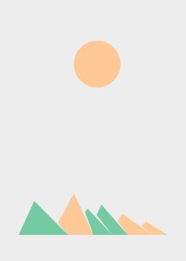 Geometrik Dağlar manzarası, sanat afişi çizimi