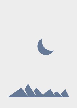 Geometrik Dağlar silueti, sanat afişi çizimi