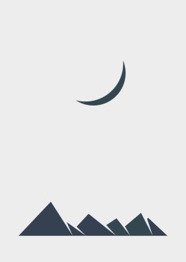 Geometrik Dağlar manzarası, sanat afişi çizimi