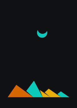 Geometrik Dağlar silueti, sanat afişi çizimi