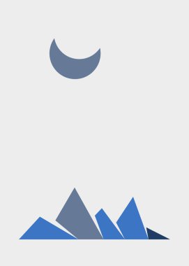 Geometrik Dağlar siluet manzara çizimi