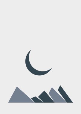 Geometrik Dağlar siluet manzara çizimi