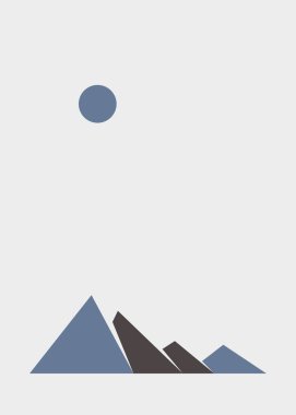 Geometrik Dağlar siluet manzara çizimi