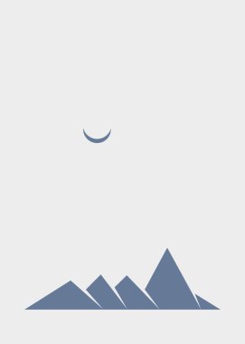 Geometrik Dağlar siluet manzara çizimi