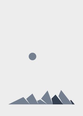 Geometrik Dağlar siluet manzara çizimi