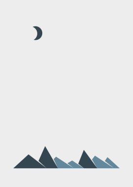 Geometrik Dağlar manzarası, sanat afişi çizimi