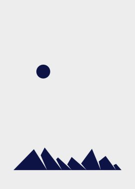 Geometrik Dağlar manzarası, sanat afişi çizimi