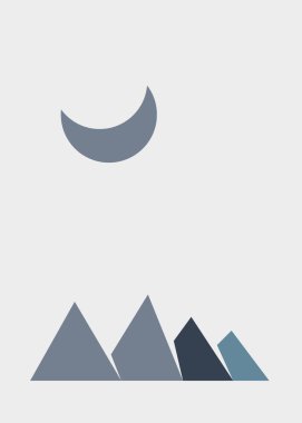 Geometrik Dağlar silueti, sanat afişi çizimi