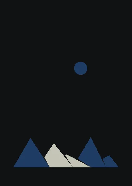 Paisaje Montañas Geométricas Ilustración Póster Arte — Vector de stock