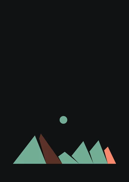 幾何学山脈シルエット風景アートポスターイラスト — ストックベクタ