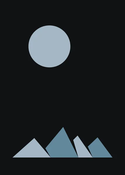 Silueta Montañas Geométricas Ilustración Póster Arte — Vector de stock