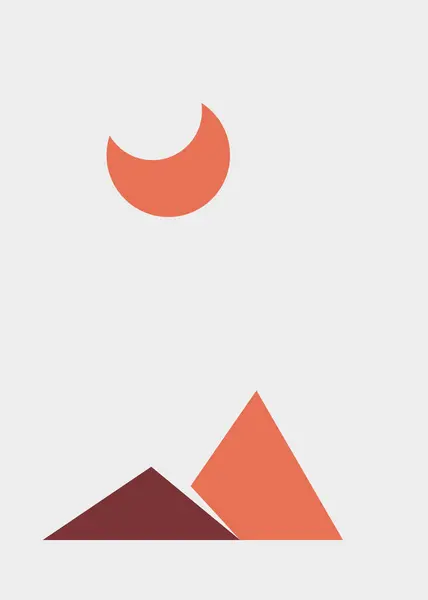 Geometric Mountains Silhouette Landscape Art Poster Illustration — Stock Vector