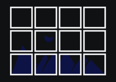 Geometrik Dağlar siluet manzara resmi