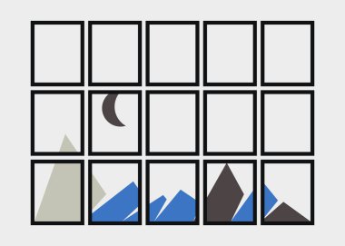 Geometrik Dağlar siluet manzara resmi