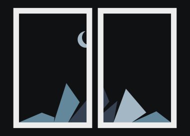 Geometrik Dağlar siluet manzara resmi