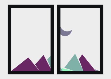 Geometrik Dağlar siluet manzara resmi