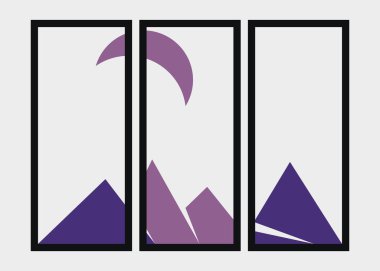 Geometrik Dağlar siluet manzara resmi