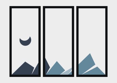 Geometrik Dağlar siluet manzara resmi