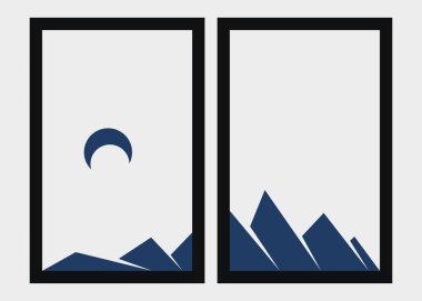 Geometrik Dağlar siluet manzara resmi
