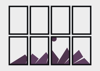 Geometrik Dağlar siluet manzara resmi