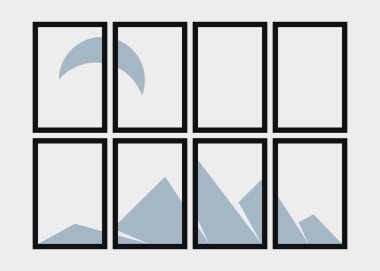 Geometrik Dağlar siluet manzara resmi