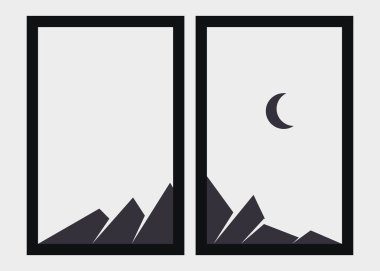 Geometrik Dağlar siluet manzara resmi