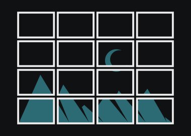 Geometrik Dağlar siluet manzara resmi