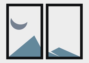 Geometrik Dağlar siluet manzara resmi