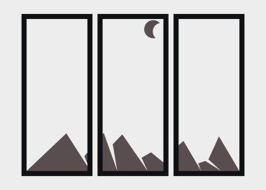 Geometrik Dağlar siluet manzara resmi