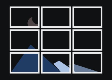 Geometrik Dağlar siluet manzara resmi