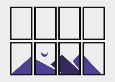 Geometrik Dağlar siluet manzara resmi