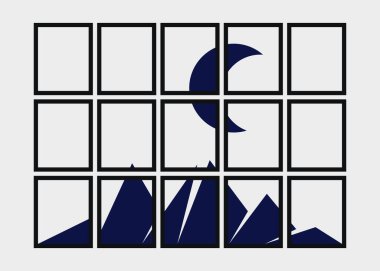 Geometrik Dağlar siluet manzara resmi