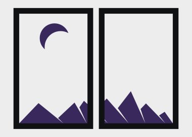 Geometrik Dağlar siluet manzara resmi