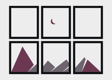 Geometrik Dağlar siluet manzara resmi