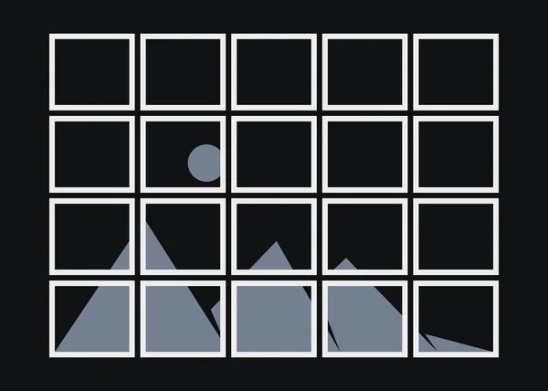 Geometrikus Hegyek Sziluett Táj Művészet Plakát Illusztráció — Stock Vector