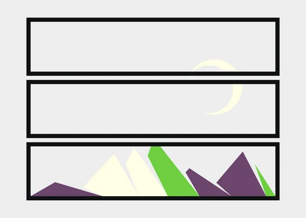 Montanhas Geométricas Silhueta Paisagem Arte Cartaz Ilustração —  Vetores de Stock