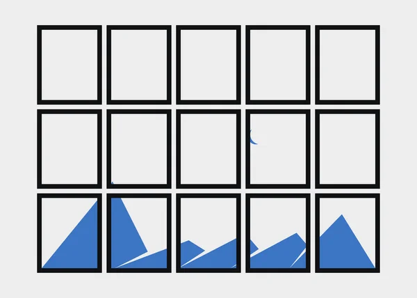 Geometrik Dağlar Siluet Manzara Resmi — Stok Vektör