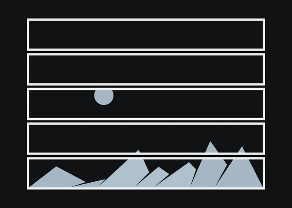 Montanhas Geométricas Silhueta Paisagem Arte Cartaz Ilustração —  Vetores de Stock