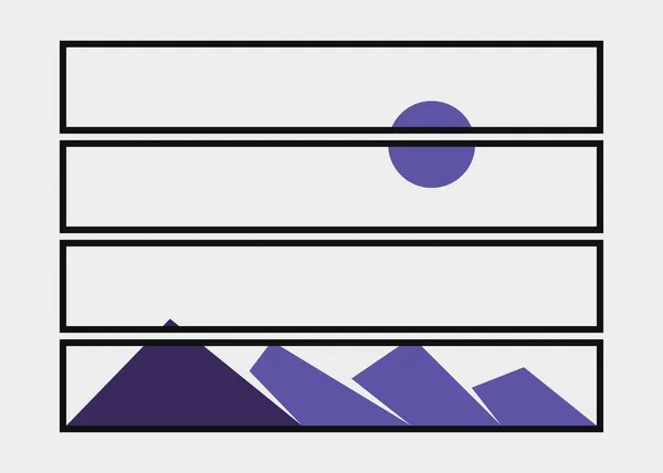 Geometrikus Hegyek Sziluett Táj Művészet Plakát Illusztráció — Stock Vector