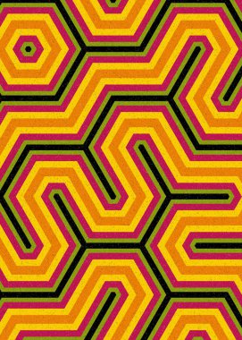 Renkli altıgen karo sanat arkaplanı, vektör illüstrasyonu 