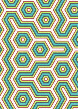 Renkli altıgen karo sanat arkaplanı, vektör illüstrasyonu 
